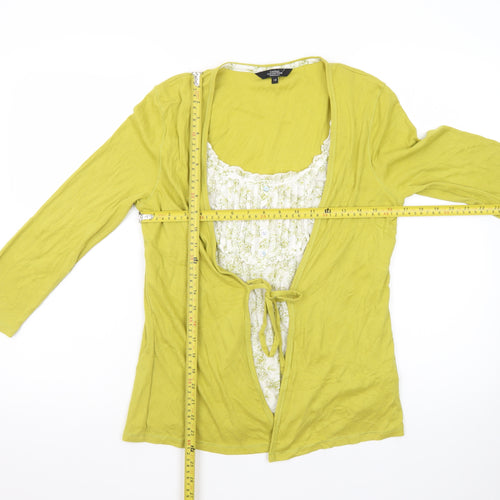 Debenhams Women’s Green Wrap Blouse Size 12 Cotton Elastane
