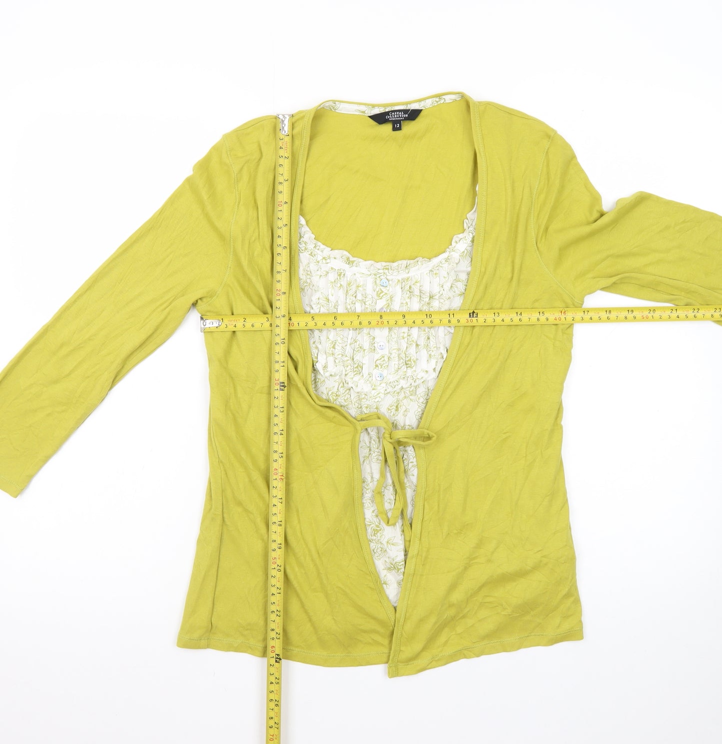 Debenhams Women’s Green Wrap Blouse Size 12 Cotton Elastane