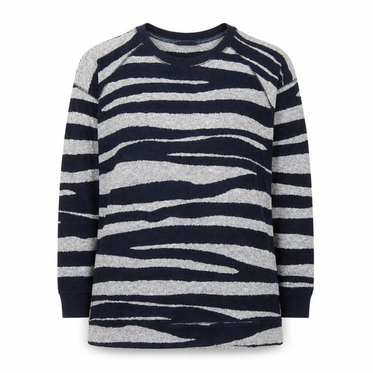 Front view of Marks & Spencer women’s grey animal print long sleeve t-shirt uk 12