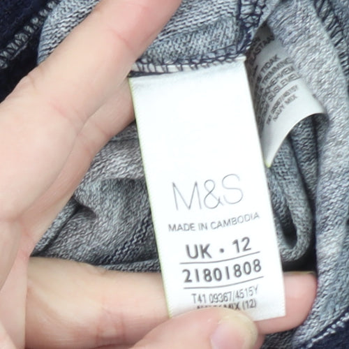 Marks and Spencer Womens Grey Animal Print Long Sleeve T-Shirt UK 12