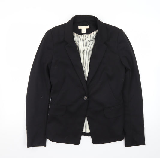 H&M Women's Black Size 8 Slim Fit Blazer Jacket