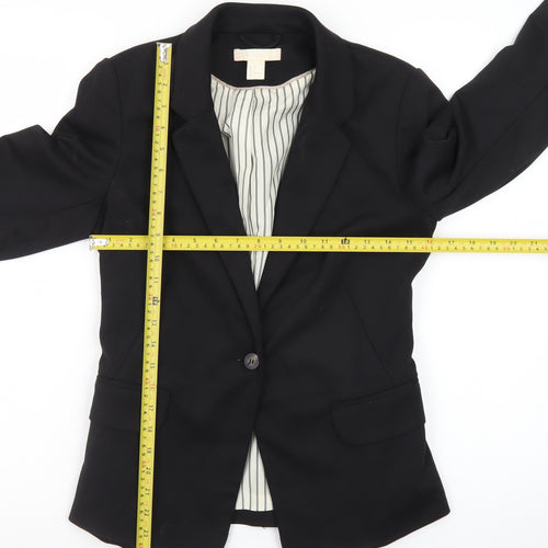 H&M Women's Black Size 8 Slim Fit Blazer Jacket