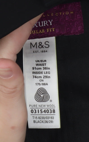 Marks and Spencer Men's Black Wool Dress Pants Size L Regular Fit