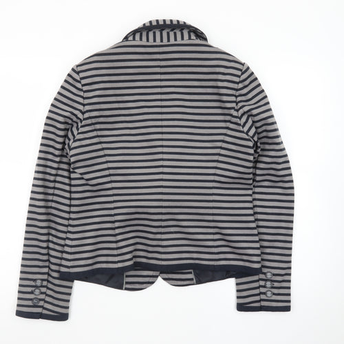 Marks and Spencer Women Grey Striped Blazer Size 14 Classic Style