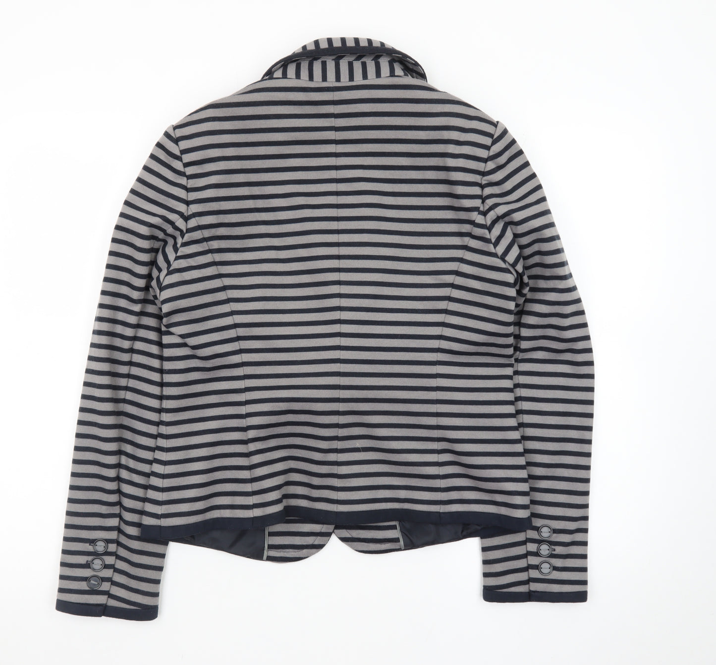 Marks and Spencer Women Grey Striped Blazer Size 14 Classic Style