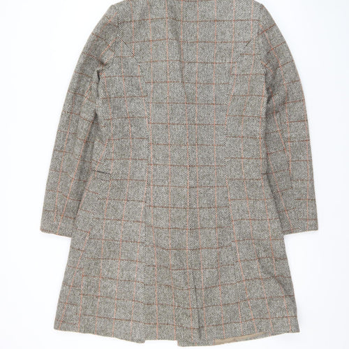 Kate Loves London Women Grey Checked Long Wool Blend Coat Size 12