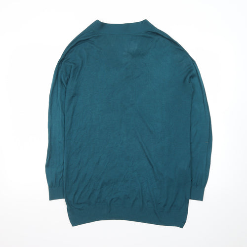 Mango Women’s Green V-Neck Lightweight Knit Jumper Size 10