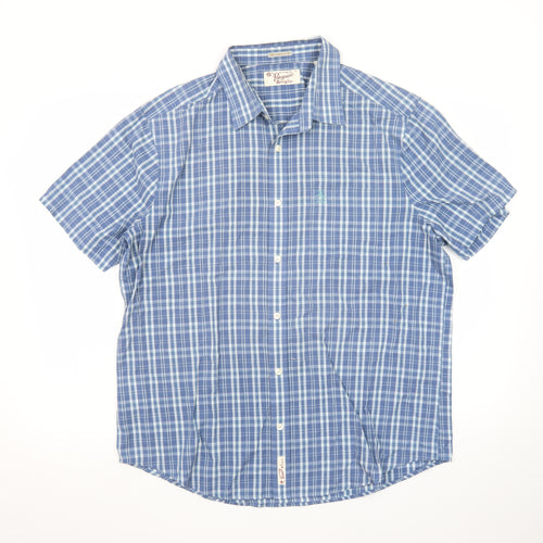 Original Penguin Men’s Blue Check Short Sleeve Slim Fit Shirt XL