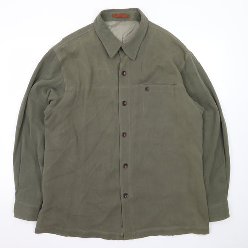 Tommy Bahama Men's Khaki Green XL Silk Wool Button-Up Shirt