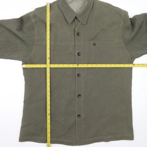 Tommy Bahama Men's Khaki Green XL Silk Wool Button-Up Shirt