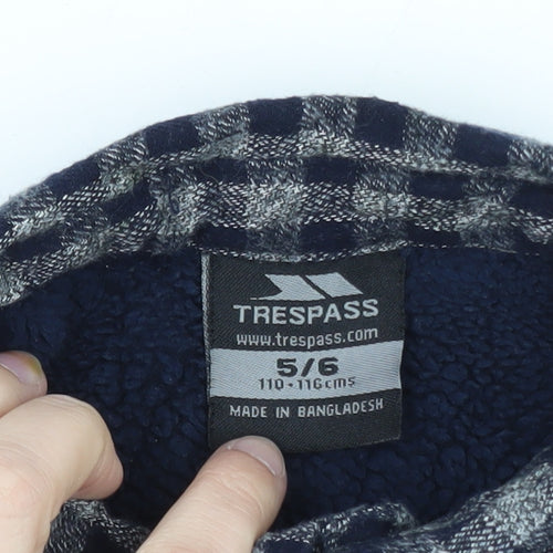 Trespass Boys Blue Checked Flannel Shirt Jacket 5-6 Years Lined Winter