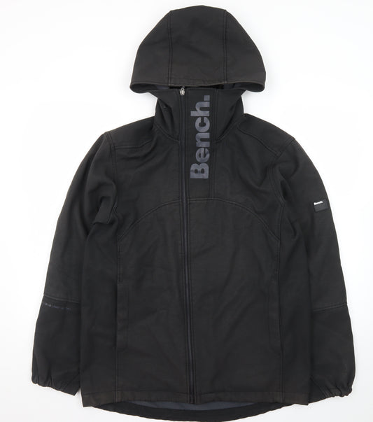 Bench Mens Black Softshell Hooded Jacket Medium Windproof