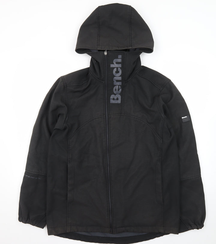 Bench Mens Black Softshell Hooded Jacket Medium Windproof