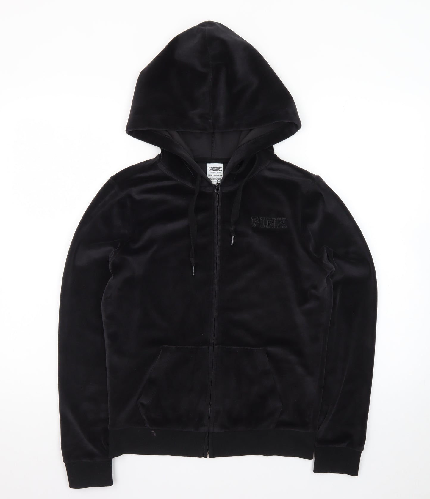 Victoria’s Secret PINK Women's Black Velour Full Zip Hoodie XS