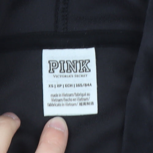 Victoria’s Secret PINK Women's Black Velour Full Zip Hoodie XS