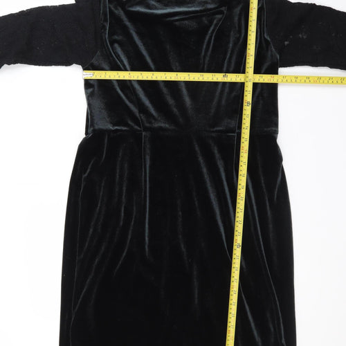 White Stuff Women's Black Velvet Sheath Dress Size 14 Elegant Cowl Neck