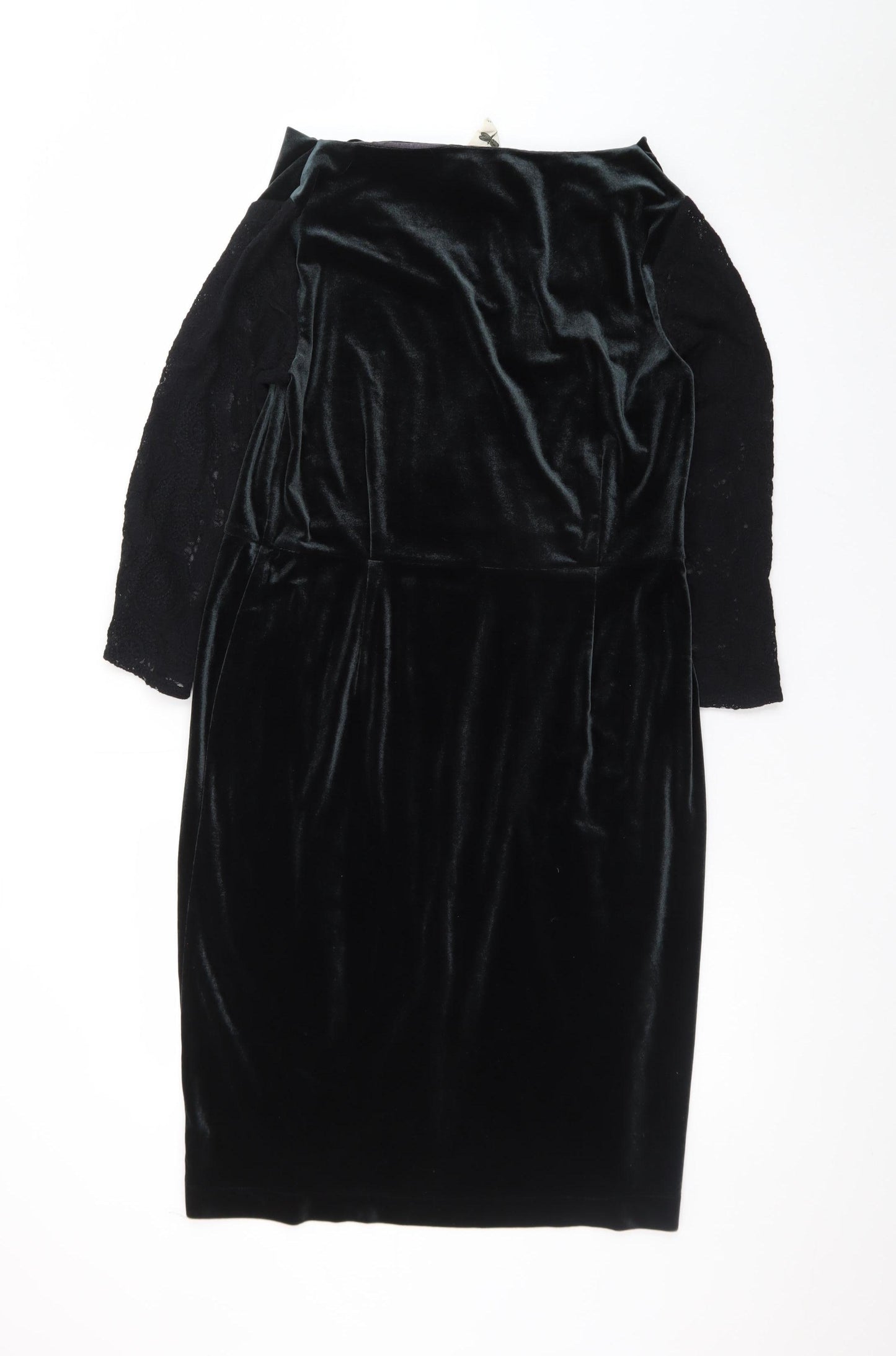 White Stuff Women's Black Velvet Sheath Dress Size 14 Elegant Cowl Neck
