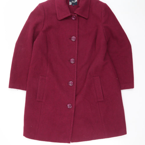 ISLE Women’s Burgundy Wool Blend Mid-Length Overcoat Size 14