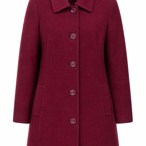 ISLE Women’s Burgundy Wool Blend Mid-Length Overcoat Size 14