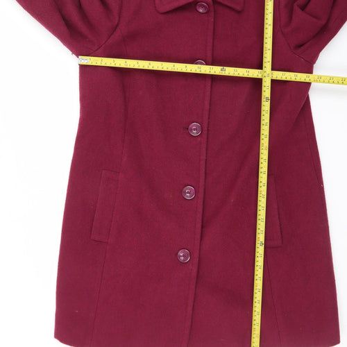 ISLE Women’s Burgundy Wool Blend Mid-Length Overcoat Size 14