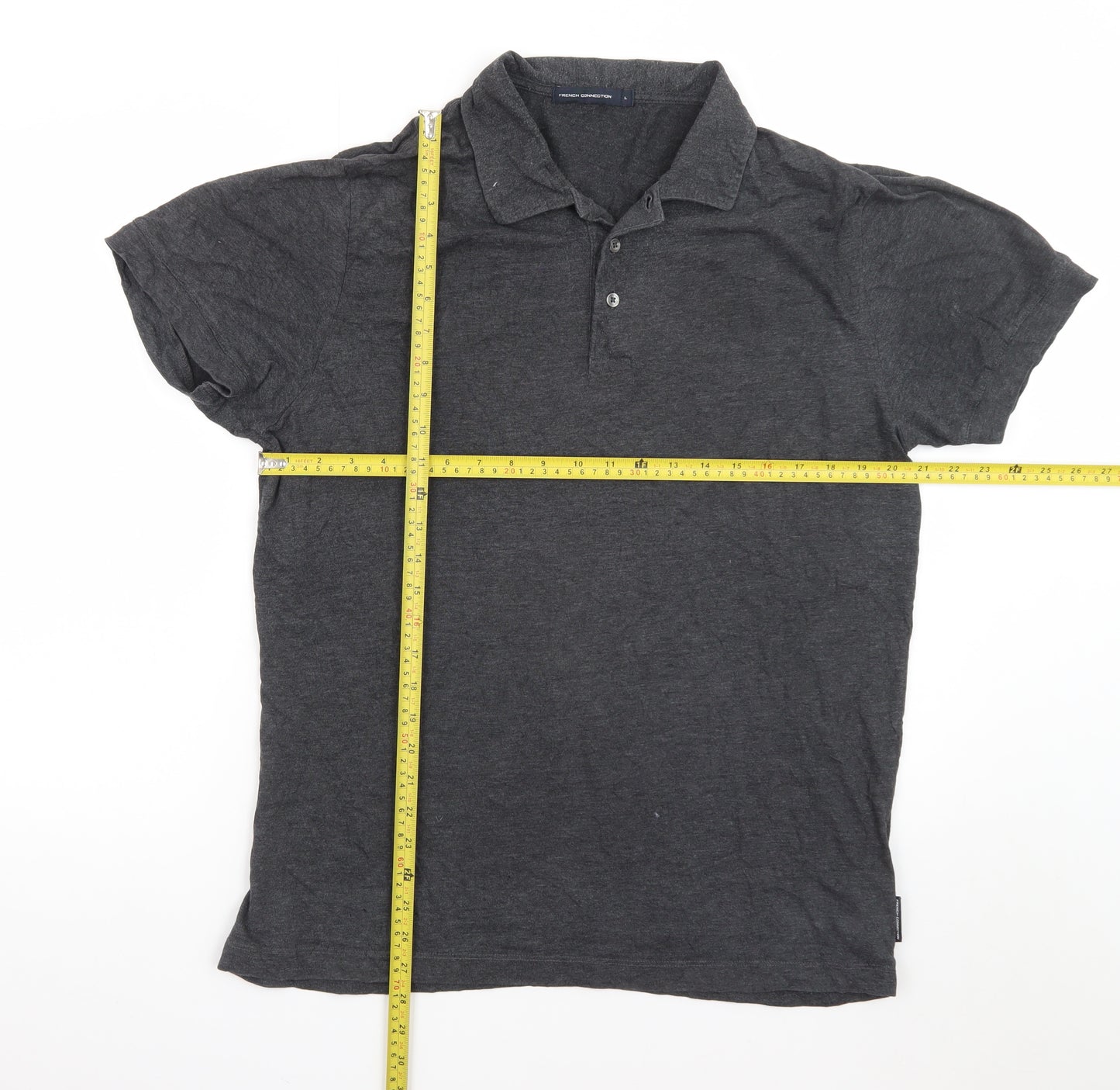 French Connection Men's Grey Cotton Polo Shirt Size L