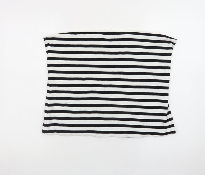 Marks and Spencer Women's Black White Striped Strapless XL Jersey Top