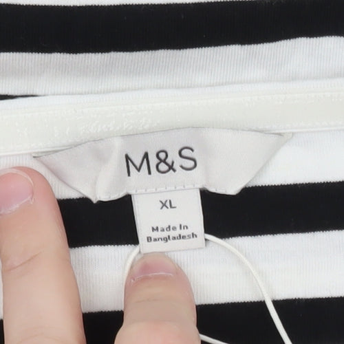 Marks and Spencer Women's Black White Striped Strapless XL Jersey Top