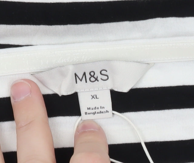 Marks and Spencer Women's Black White Striped Strapless XL Jersey Top