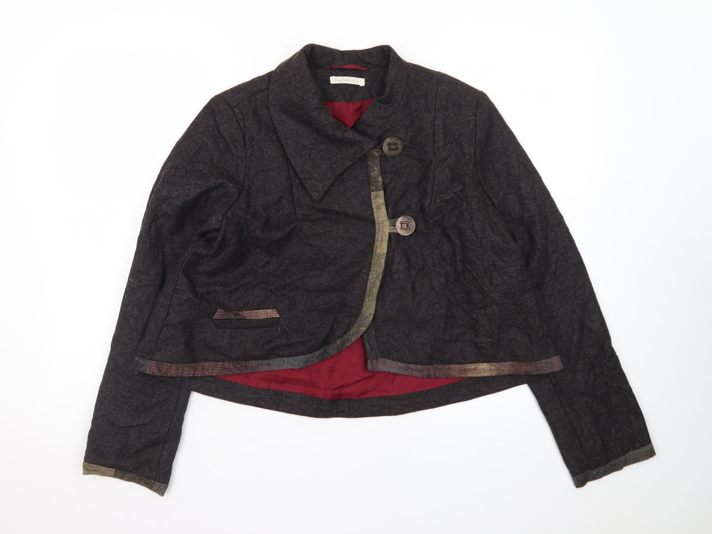 Imprevu Design Women's Brown Herringbone Blazer Jacket Size 12