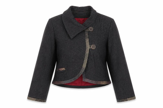 Front view of Imprevu Design Women's Brown Herringbone Blazer Jacket, size 12