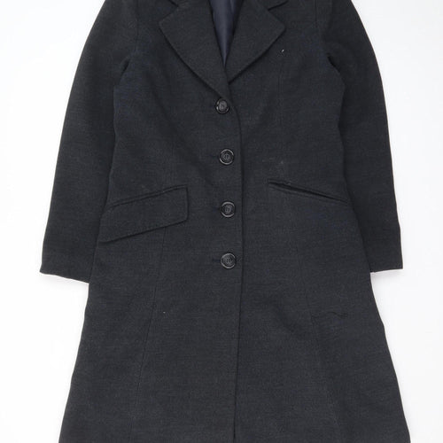 EWM Women's Black Wool Blend Long Overcoat Size 10