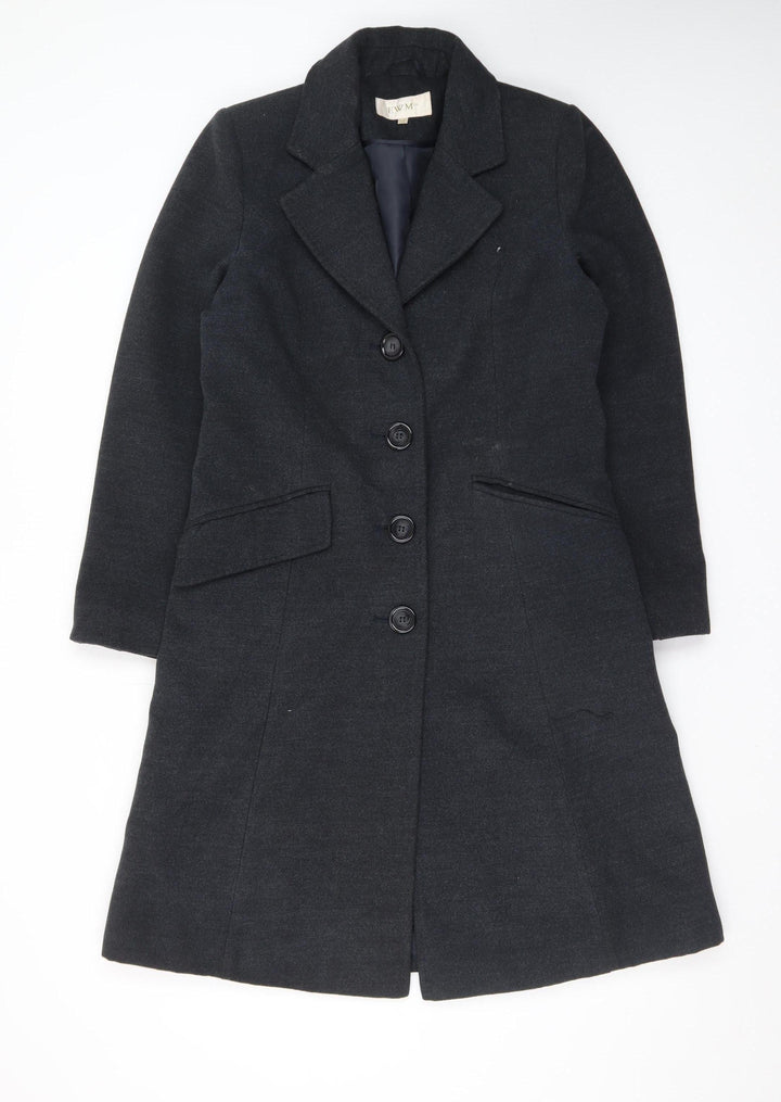 EWM Women's Black Wool Blend Long Overcoat Size 10