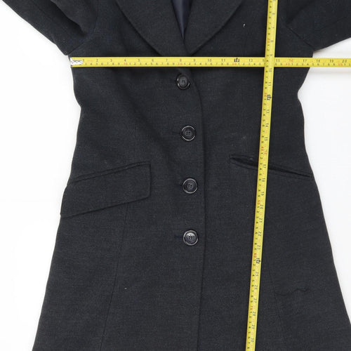 EWM Women's Black Wool Blend Long Overcoat Size 10