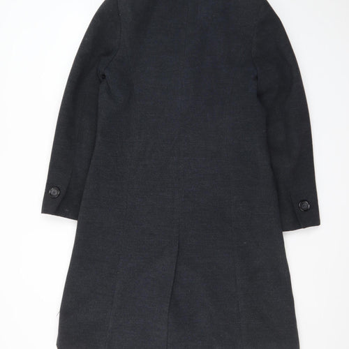 EWM Women's Black Wool Blend Long Overcoat Size 10