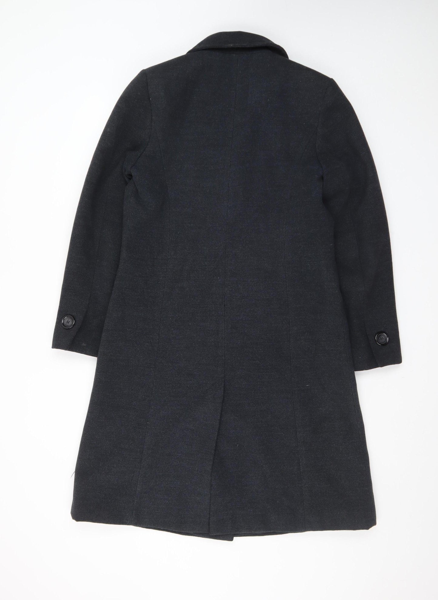 EWM Women's Black Wool Blend Long Overcoat Size 10