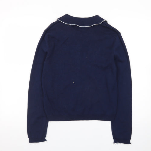 ZARA Women's Blue Collared Button Knit Cardigan Size S