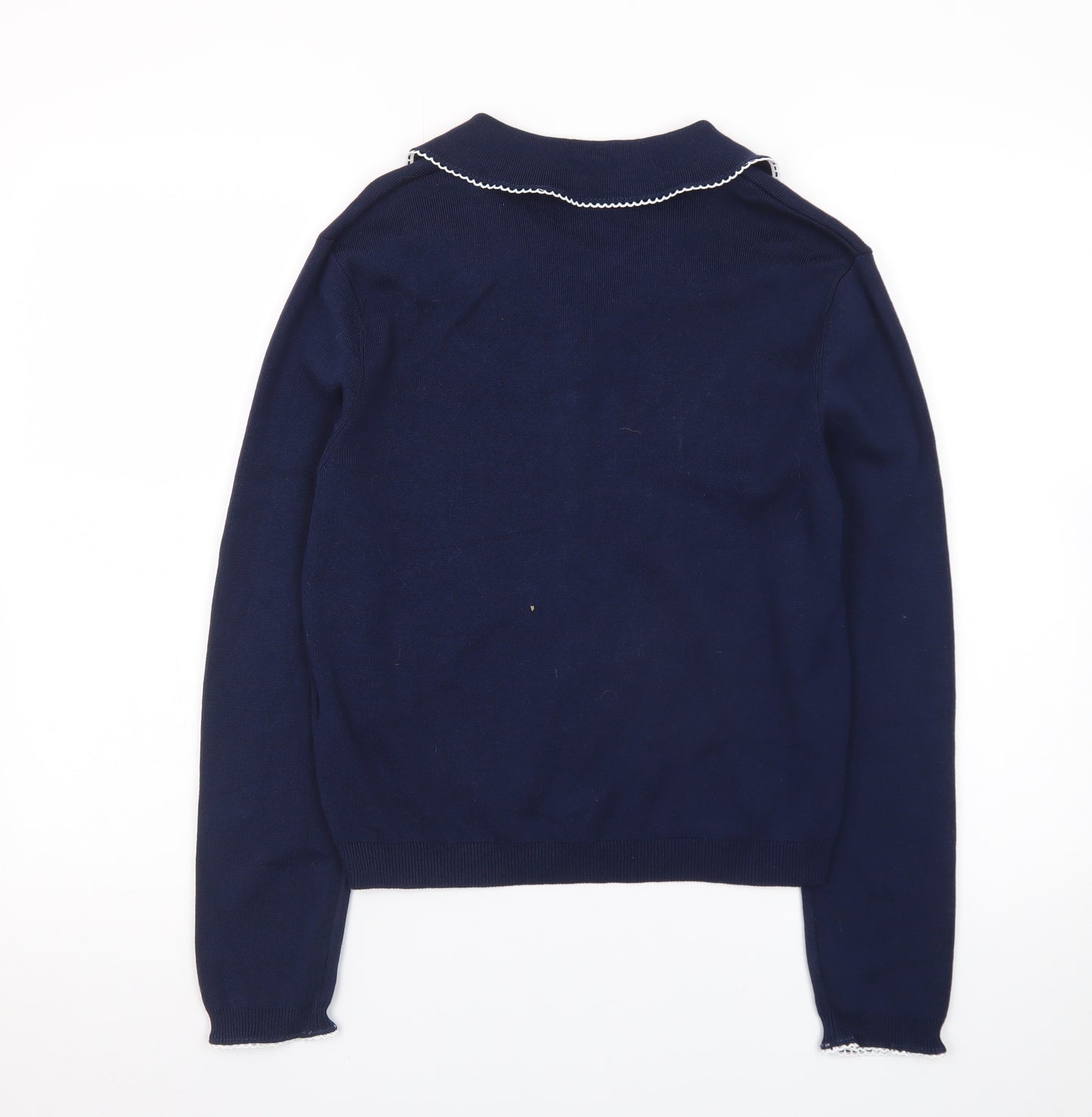 ZARA Women's Blue Collared Button Knit Cardigan Size S