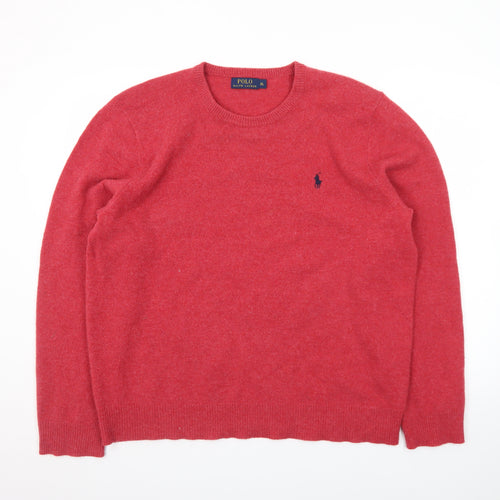 Ralph Lauren Men's Red Wool Crew Neck Pullover Jumper XL