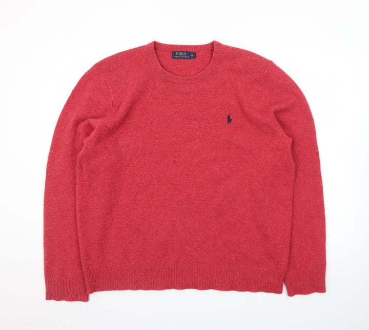 Ralph Lauren Men's Red Wool Crew Neck Pullover Jumper XL