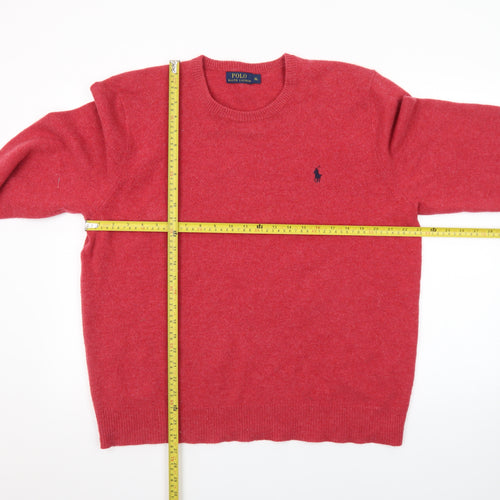 Ralph Lauren Men's Red Wool Crew Neck Pullover Jumper XL