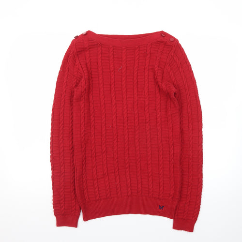 Crew Clothing Company Women's Red Cable-Knit Pullover Jumper Size 10
