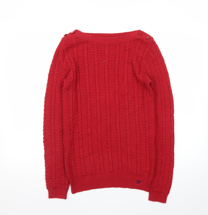 Crew Clothing Company Women's Red Cable-Knit Pullover Jumper Size 10