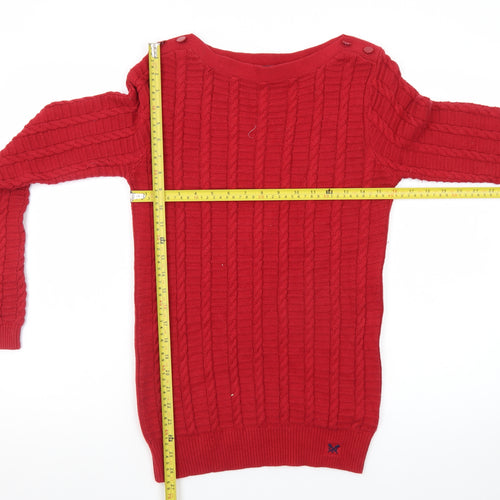 Crew Clothing Company Women's Red Cable-Knit Pullover Jumper Size 10