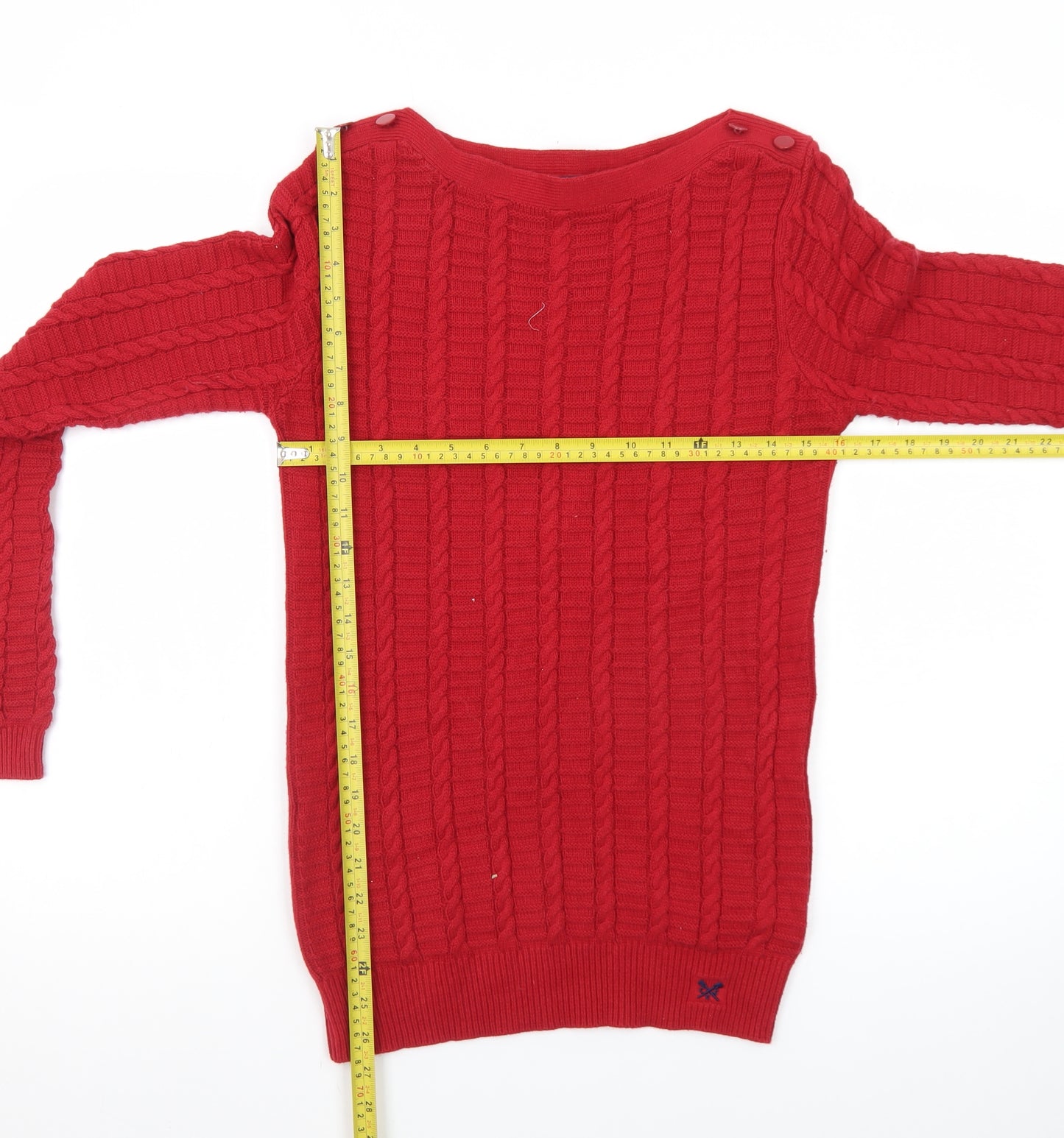 Crew Clothing Company Women's Red Cable-Knit Pullover Jumper Size 10
