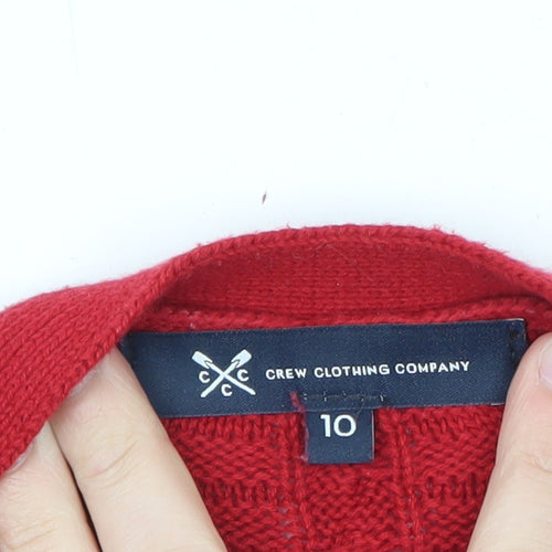 Crew Clothing Company Women's Red Cable-Knit Pullover Jumper Size 10