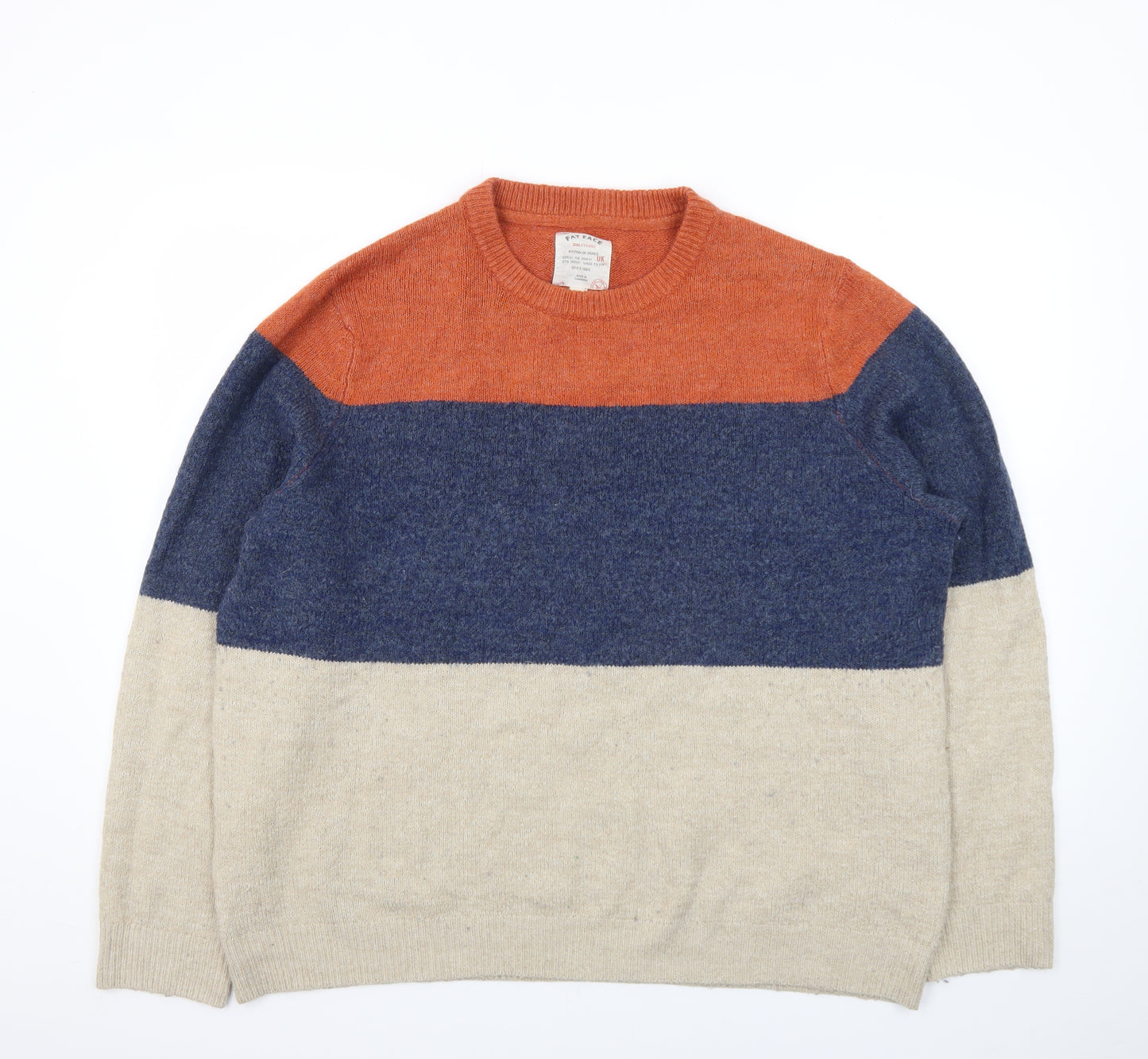 Fat Face Men's Multicoloured Wool Crew Neck Stripe Jumper 2XL