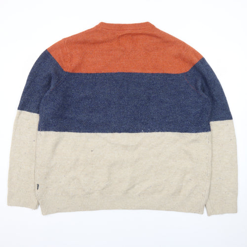 Fat Face Men's Multicoloured Wool Crew Neck Stripe Jumper 2XL