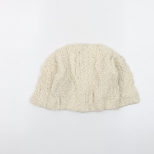Blarney Woollen Mills Ivory Baby Aran Knit Wool Cardigan 6-9 Months