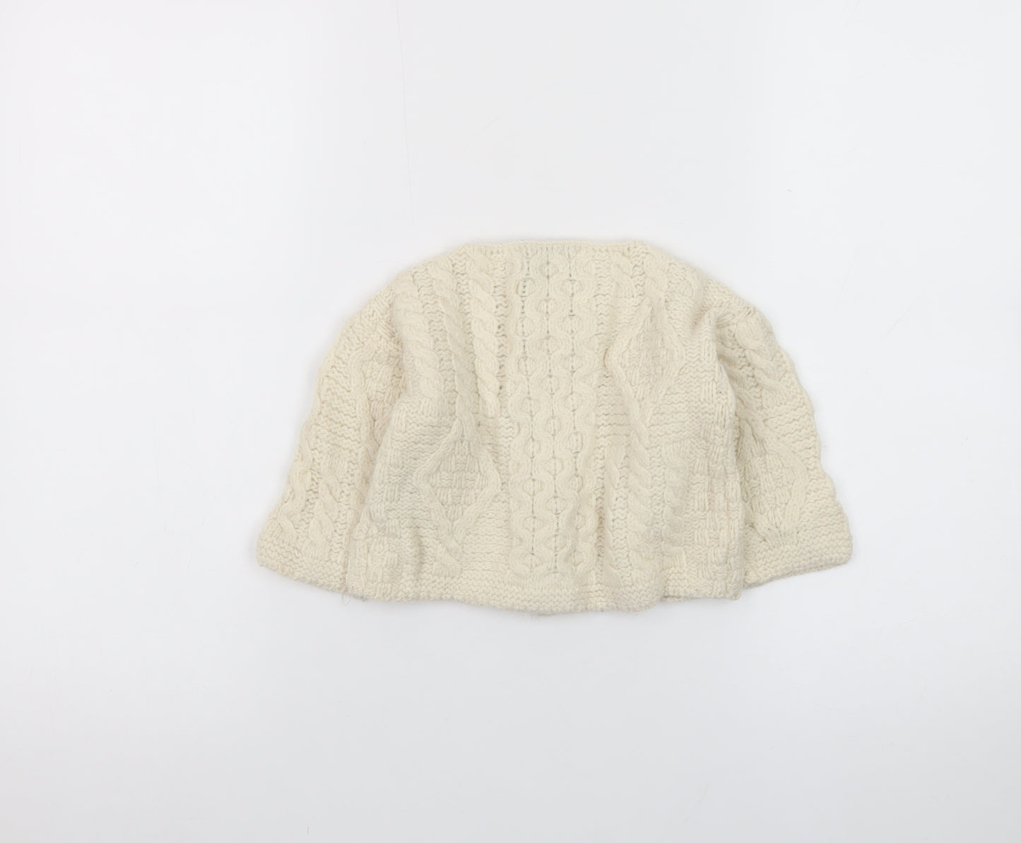 Blarney Woollen Mills Ivory Baby Aran Knit Wool Cardigan 6-9 Months
