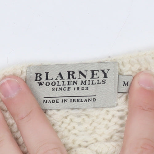 Blarney Woollen Mills Ivory Baby Aran Knit Wool Cardigan 6-9 Months